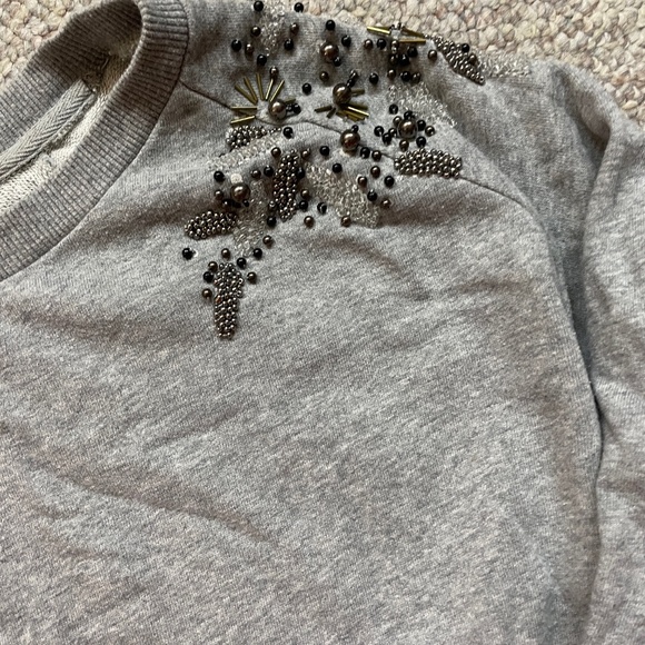 Anthropologie Deletta grey beaded sweatshirt XL - Picture 9 of 9